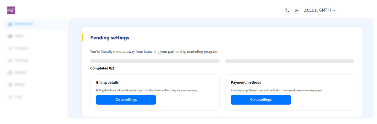 Essential TEFL Affiliate Program Dashboard