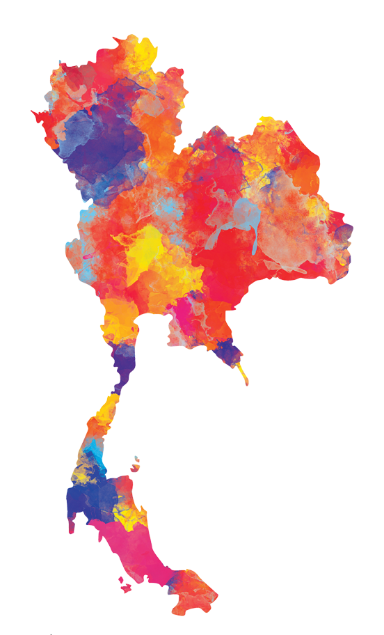 Watercolor map of Thailand